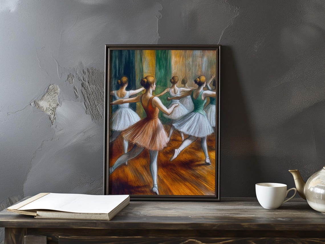 Edgar Degas Ballet Class Dancers on Wood Floor Study Art Poster