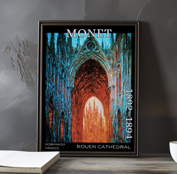 Rouen Cathedral 18921894 Claude Monet Print Poster Impressionism Post Impressionist Church Facade Gothic Light Study Series Art Decor