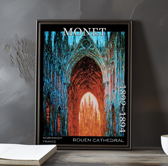 Rouen Cathedral Portal Red Glow Arch Claude Monet 1892-1894 Poster