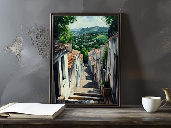 A Village Street Scene Paul Cezanne Inspired Impressionist Art Print French Natural Landscape Still Life Poster Impressionism