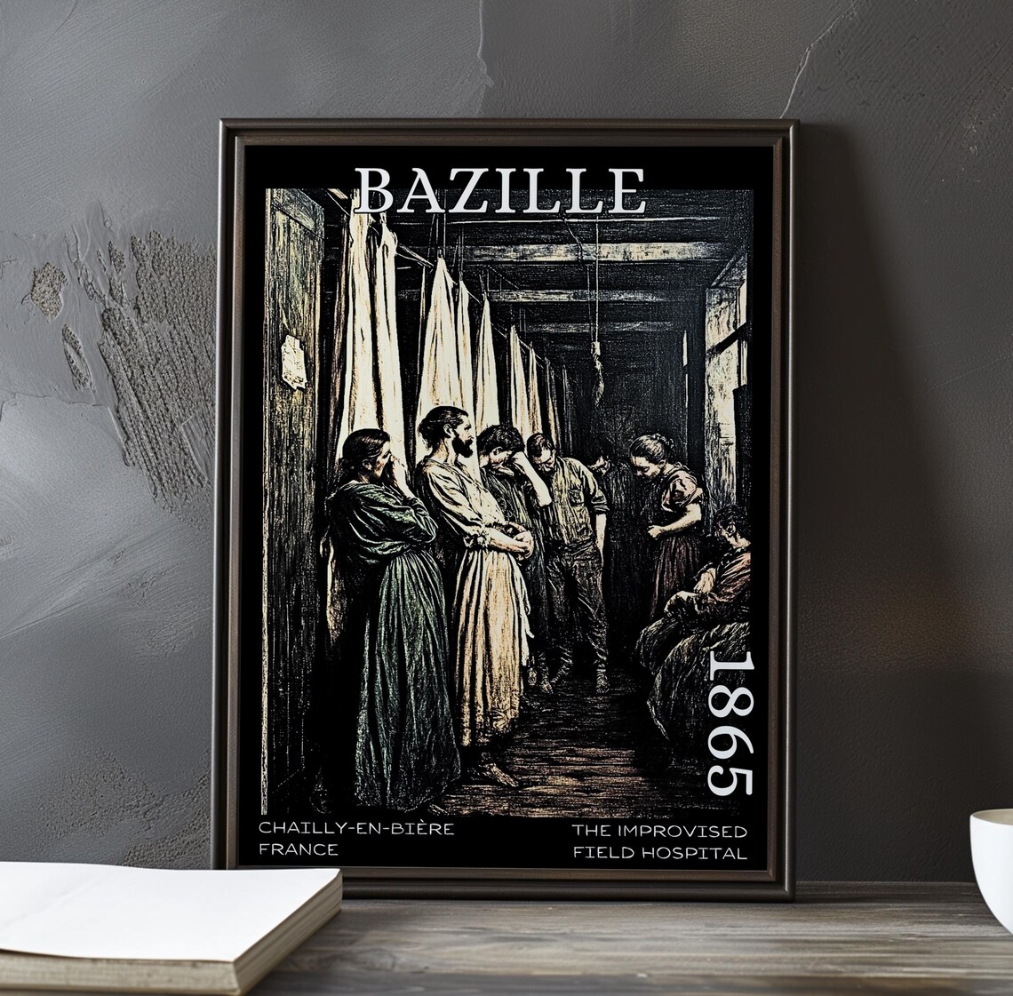 Bazille Field Hospital 1865 Curtained Ward Grief Gathering Poster