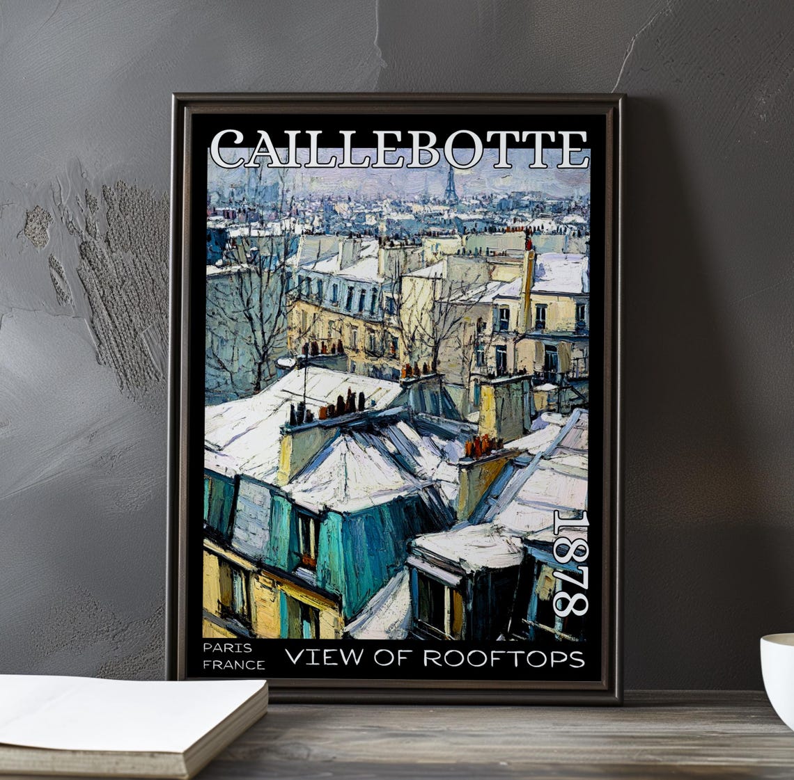 Gustave Caillebotte View of Rooftops 1878 Eiffel Tower Snow Poster
