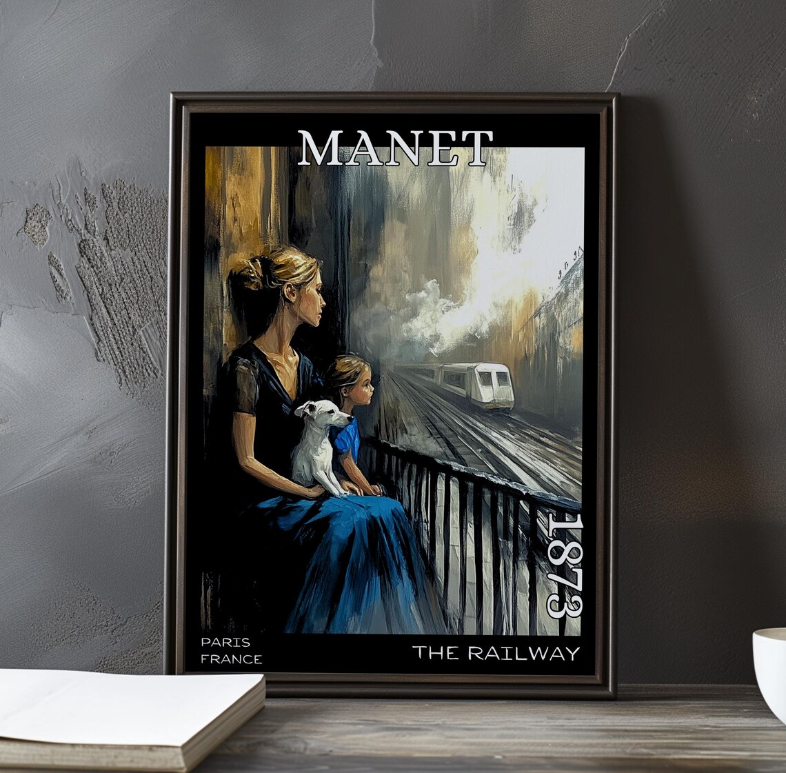 Manet The Railway 1873 Seated Woman Girl Dog by the Tracks Art Poster