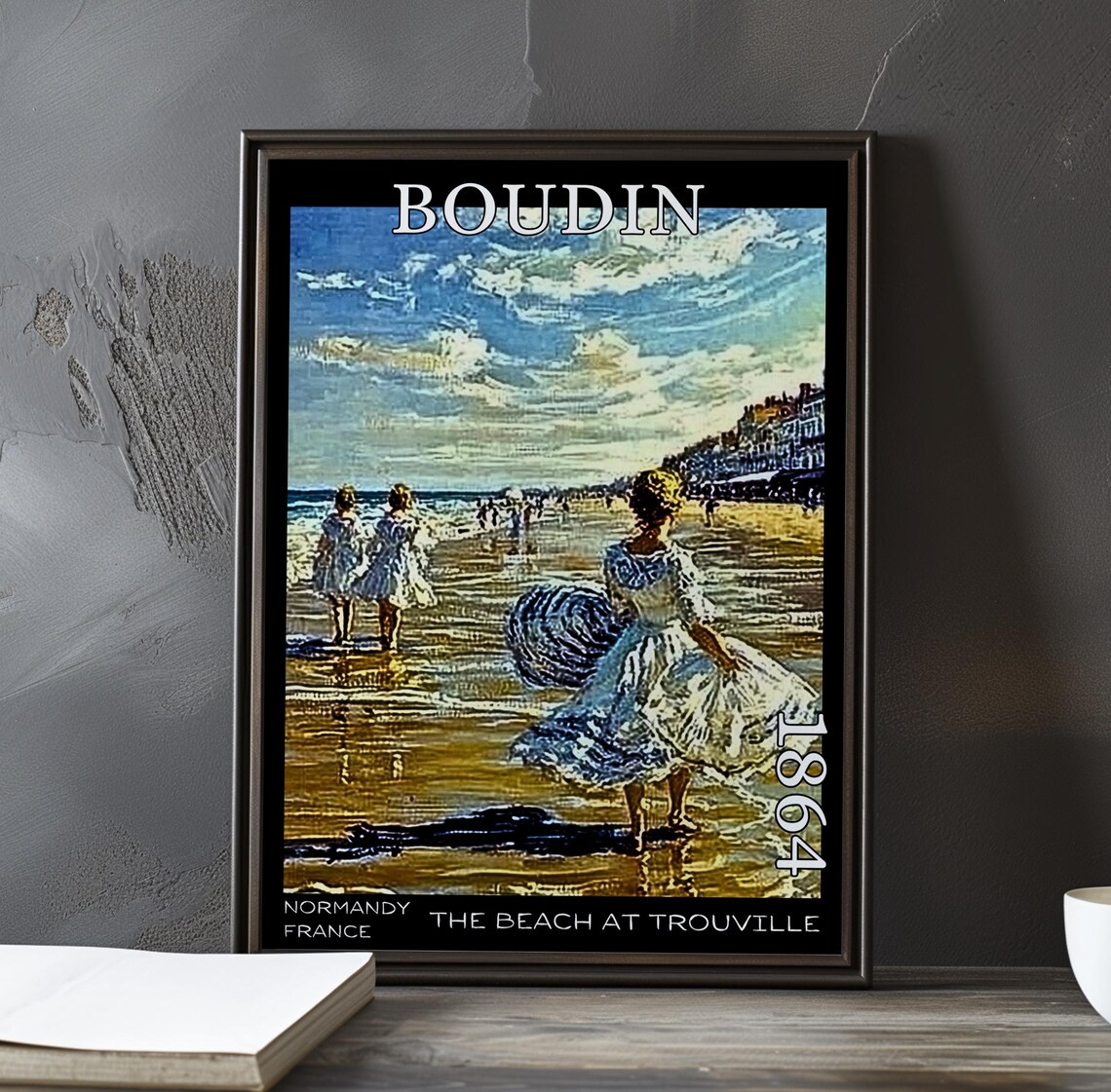 Eugene Boudin Trouville White Dress Parasol Shore 1864 Poster