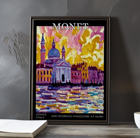 San Giorgio Maggiore At Dusk 1908 Claude Monet Print Poster Impressionism Post Impressionist Venice Sunset Island View Art Decor