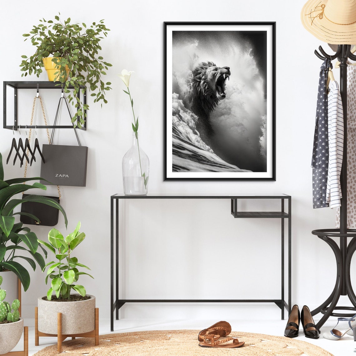 Animals Surfing Photograph Lion Art Print Poster Painting Museum Quality Giclee Home Wall Dcor - Image 2