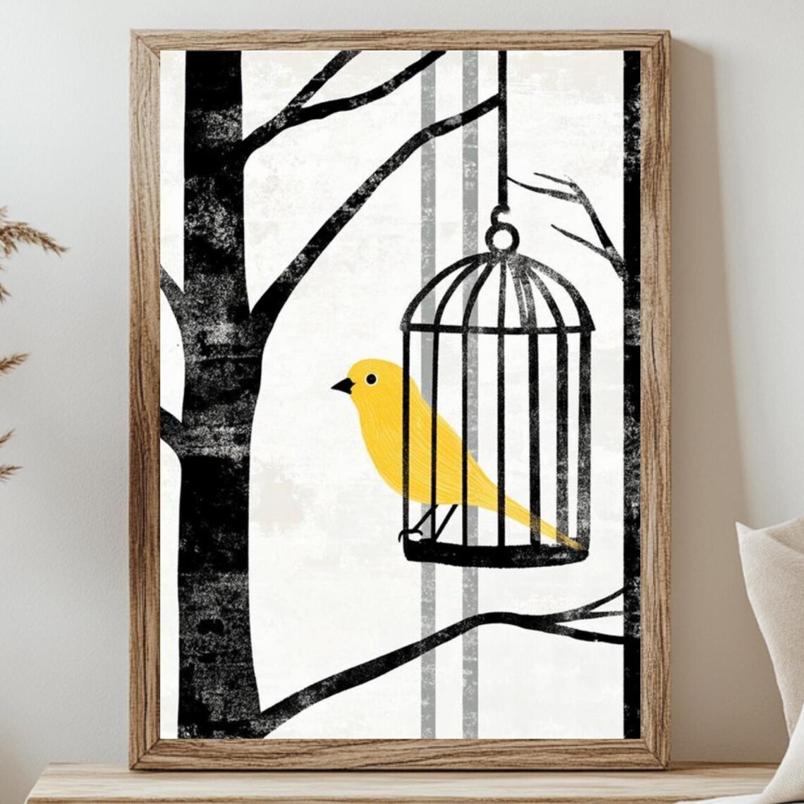 Yellow Canary Art Print, Nature Inspired Bedroom Decor