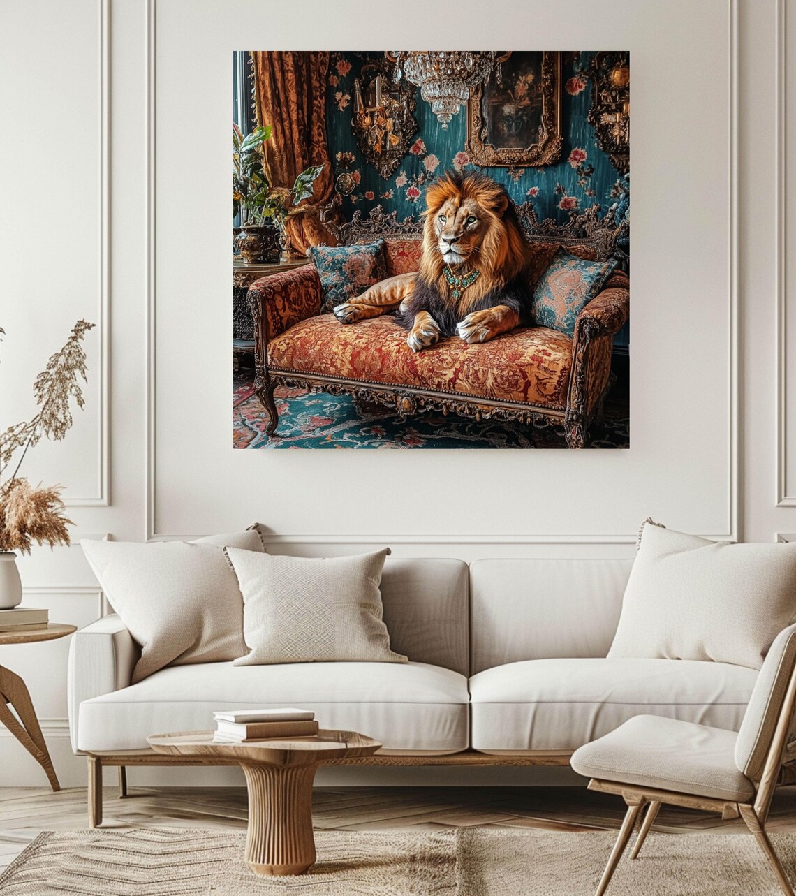 Maximalist Lion Art Print, Regal Jungle Decor - Image 3