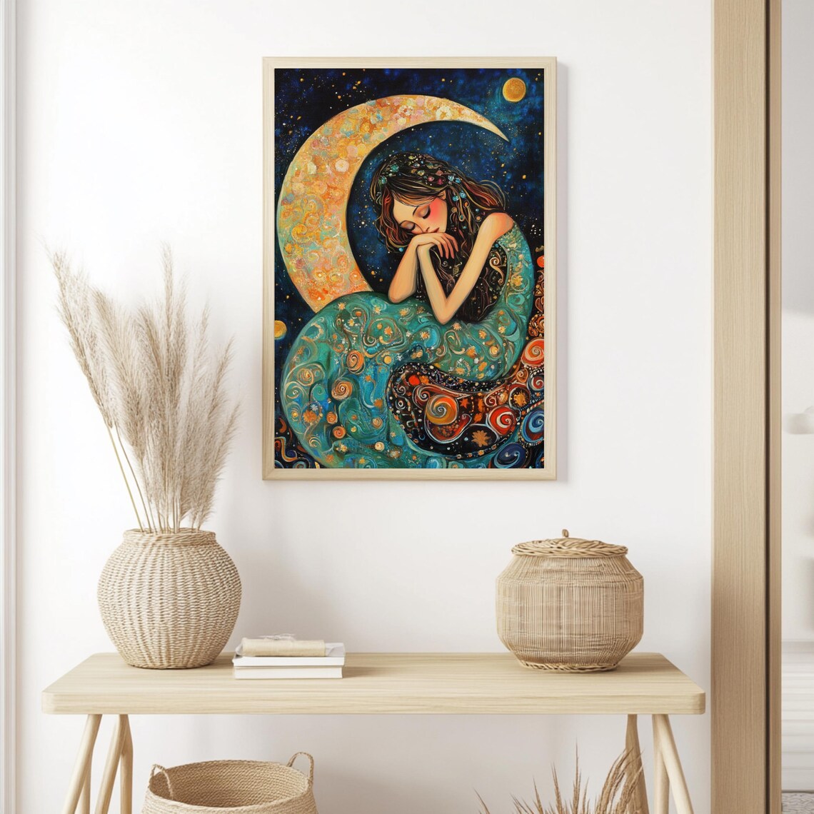 Moon Goddess, Celestial Mystical Woman Art Print - Image 2