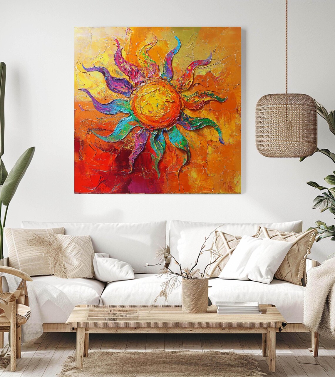 Vibrant Sun Textured Abstract Bohemian Art - Image 2