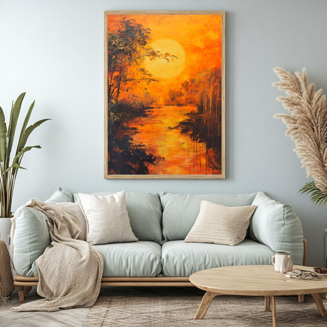 Sunset River Nature Landscape, Golden Hour Accent - Image 2