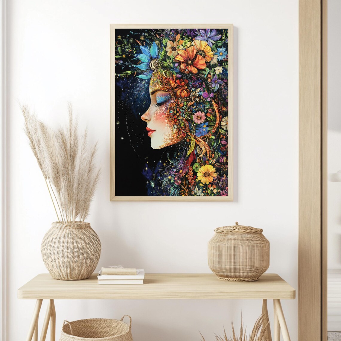 Floral Goddess, Celestial Boho Decor Wall Art - Image 2
