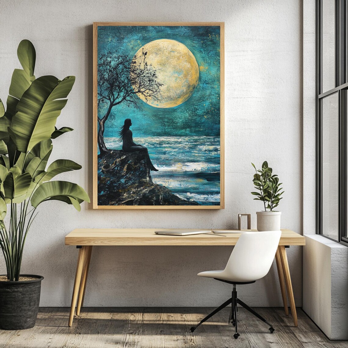 Moonlit Ocean, Dreamy Coastal Night Sky Art - Image 3