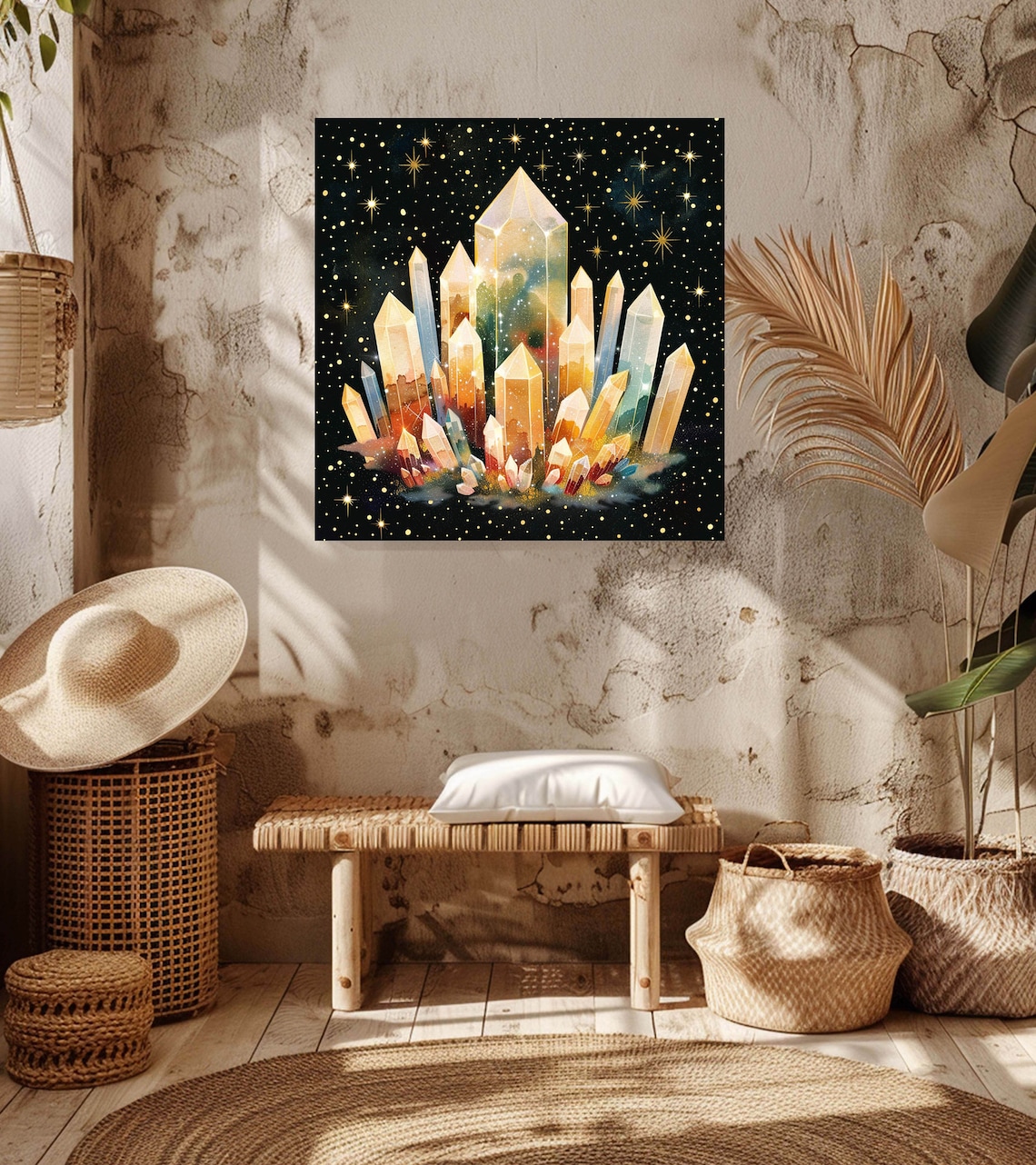 Whimsical Healing Crystal Quartz Cluster With Stars - Image 3
