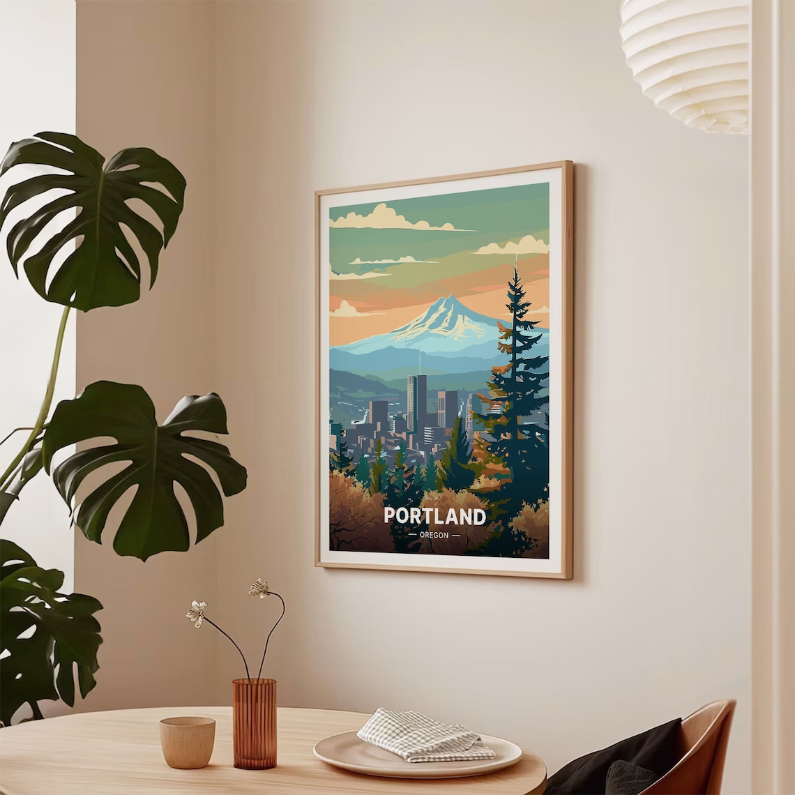 Portland Oregon Skyline Travel Poster, Cityscape - Image 2