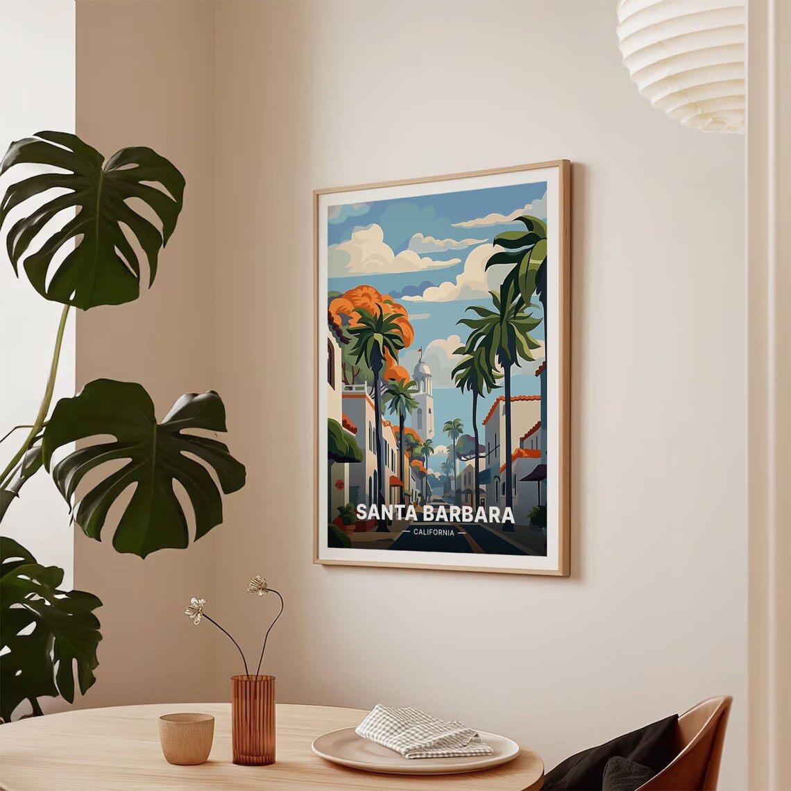 Santa Barbara Travel Poster, Coastal California Landscape - Image 2