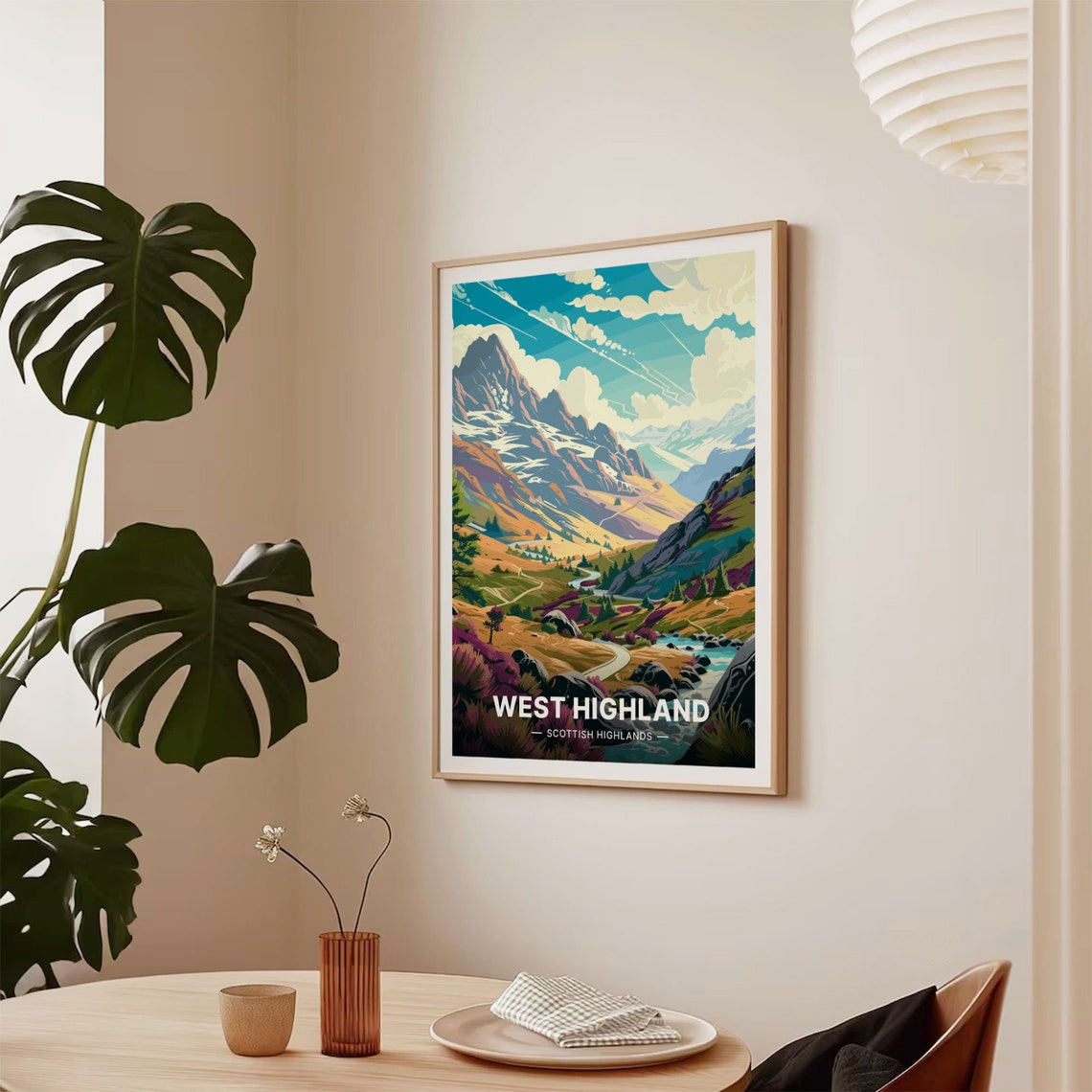 West Highlands Scotland Mountain Valley Winding Path Vista Poster - Image 2