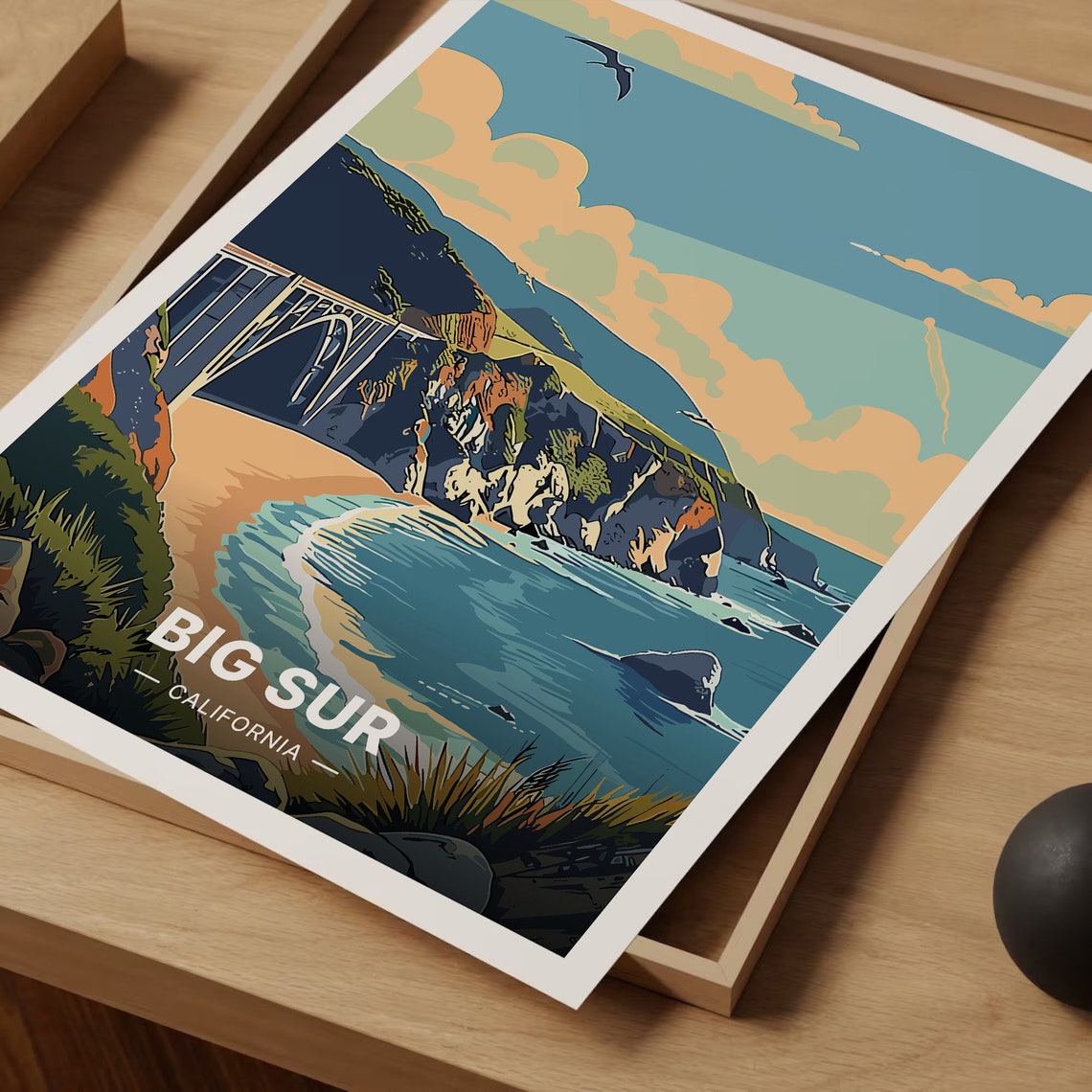 Big Sur California Coastal Cliffs Bridge Sunset Travel Poster - Image 3