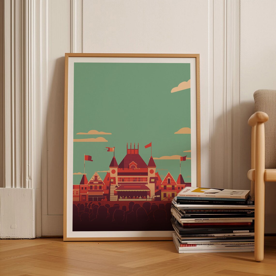 Donington Park Music Festival Red Venue Crowd Retro Art Poster