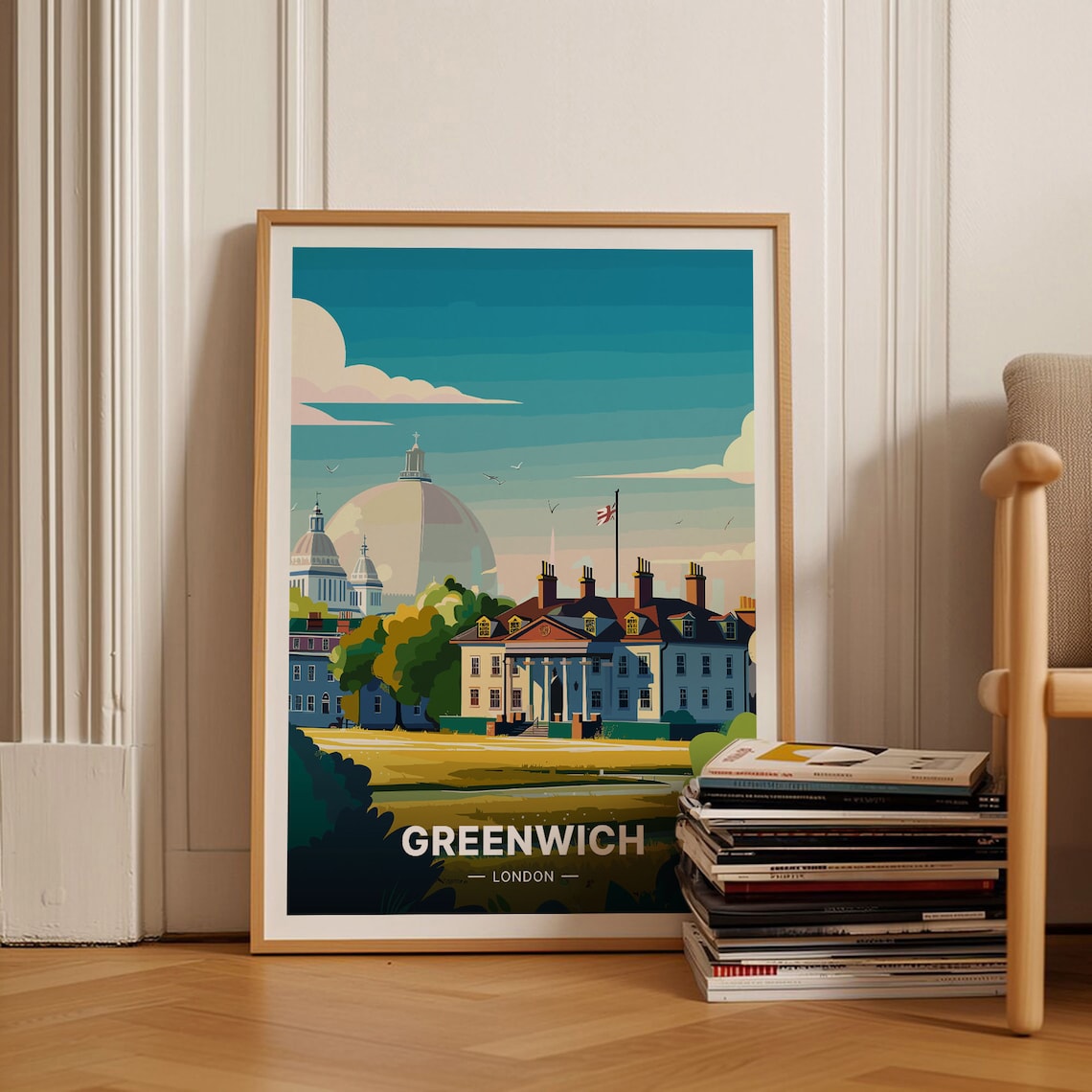 Greenwich London Historic Riverside Domes Park Union Jack Poster