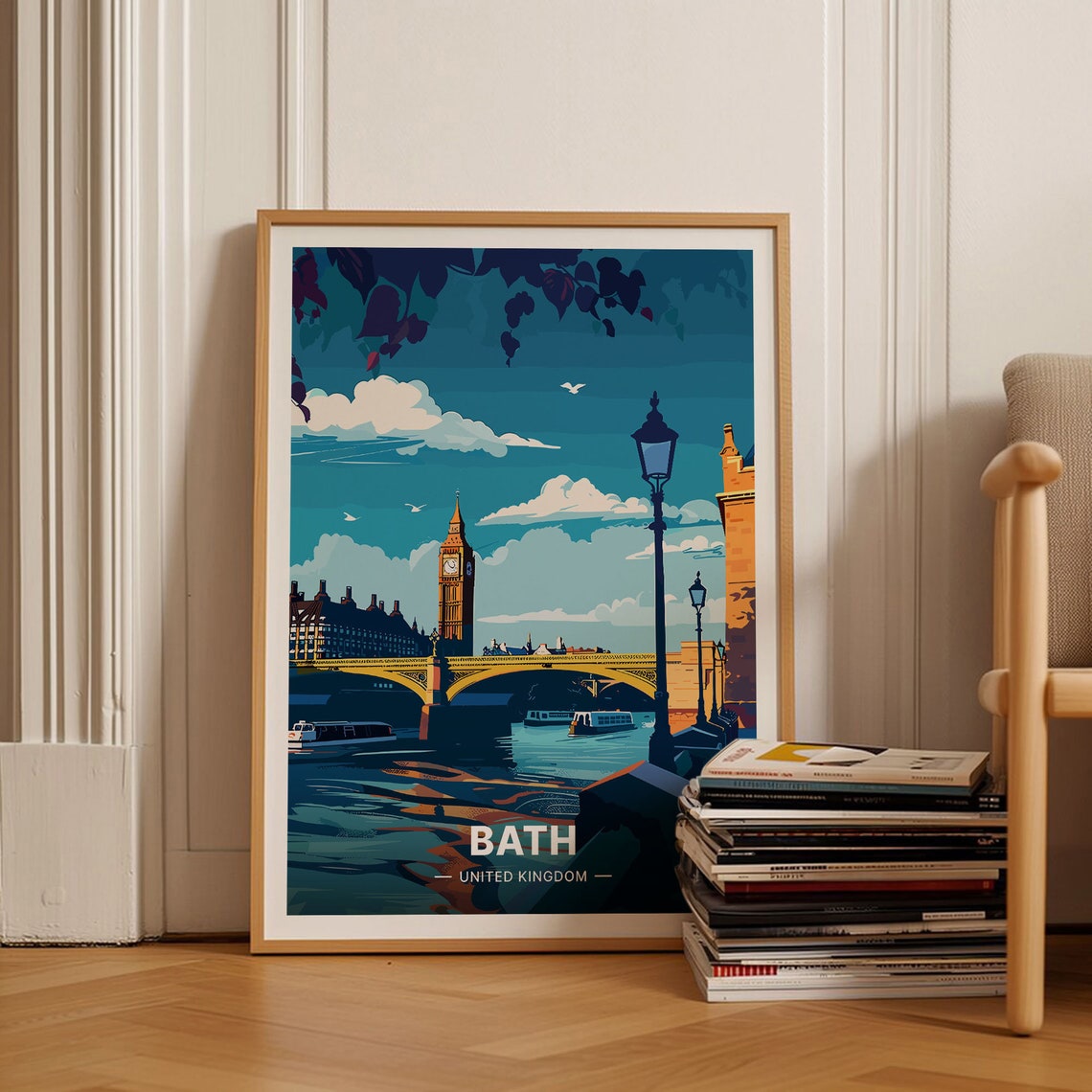 London Big Ben Westminster Bridge Travel Poster UK Landmark City Art
