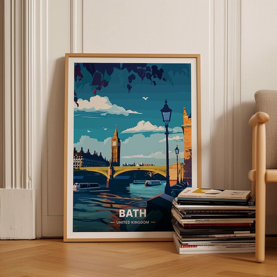 London Big Ben Westminster Bridge Travel Poster UK Landmark City Art