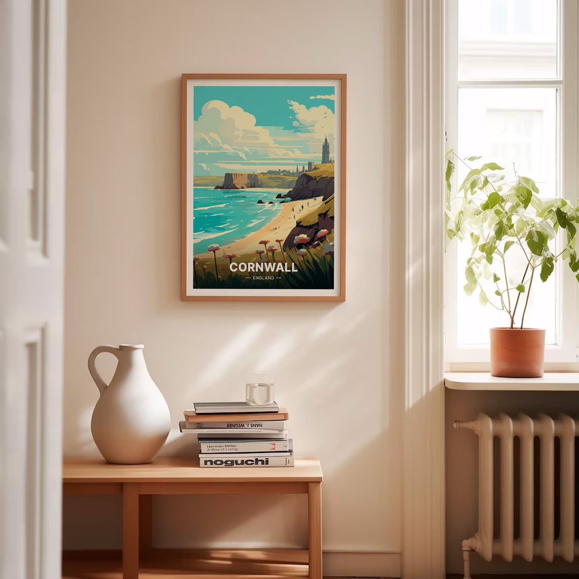 Cornwall England Sandy Beach Cliffs Poppies View Travel Poster - Image 4