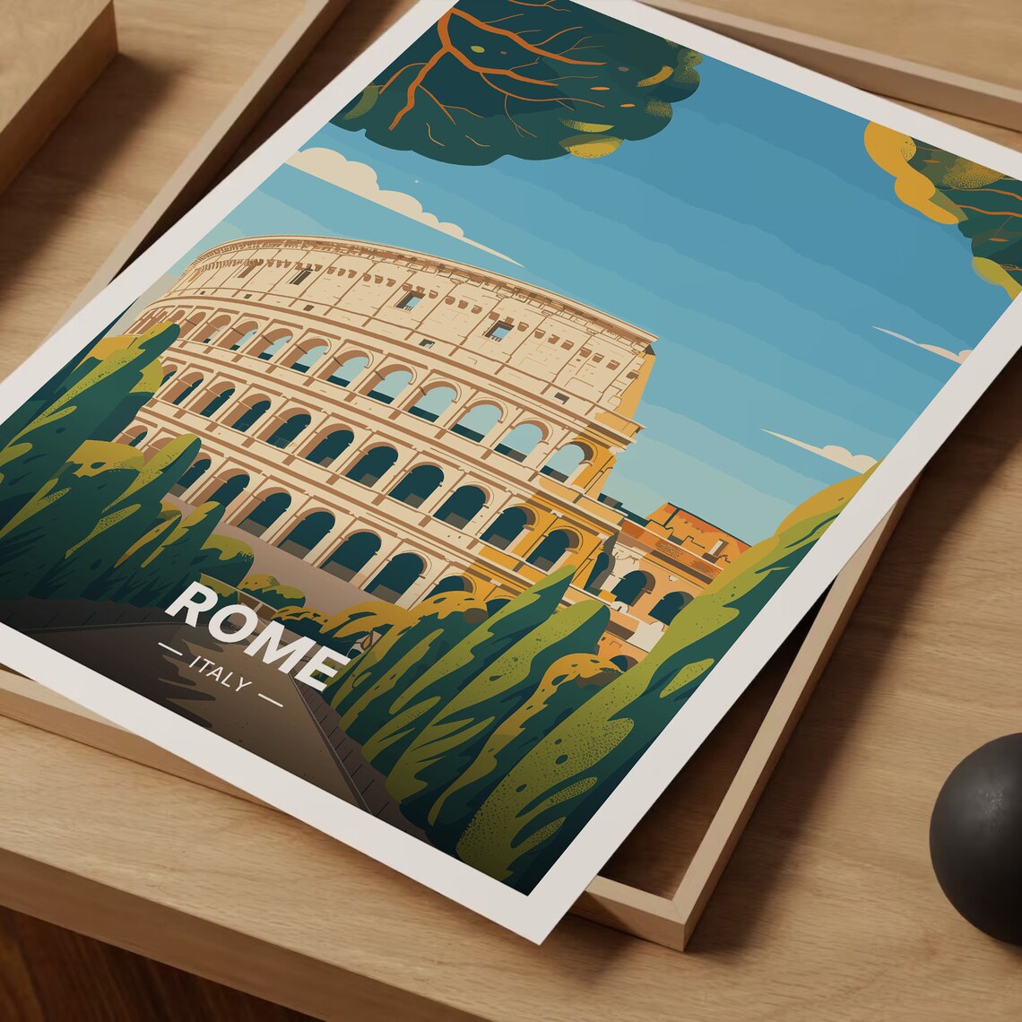 Rome Colosseum Travel Poster, Italy Wall Art - Image 3
