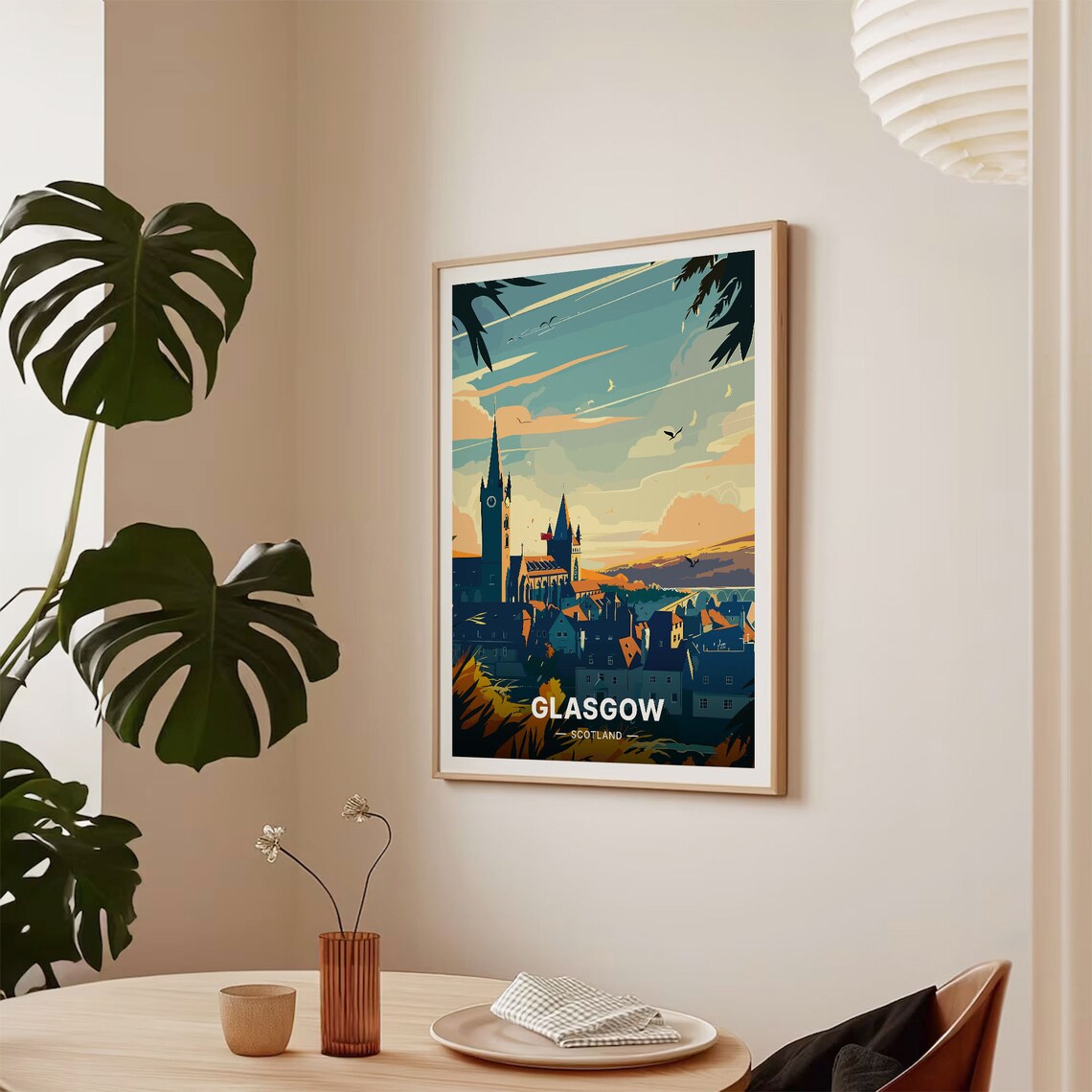 Glasgow Scotland Historic Cathedral Spires Sunset Cityscape Poster - Image 2