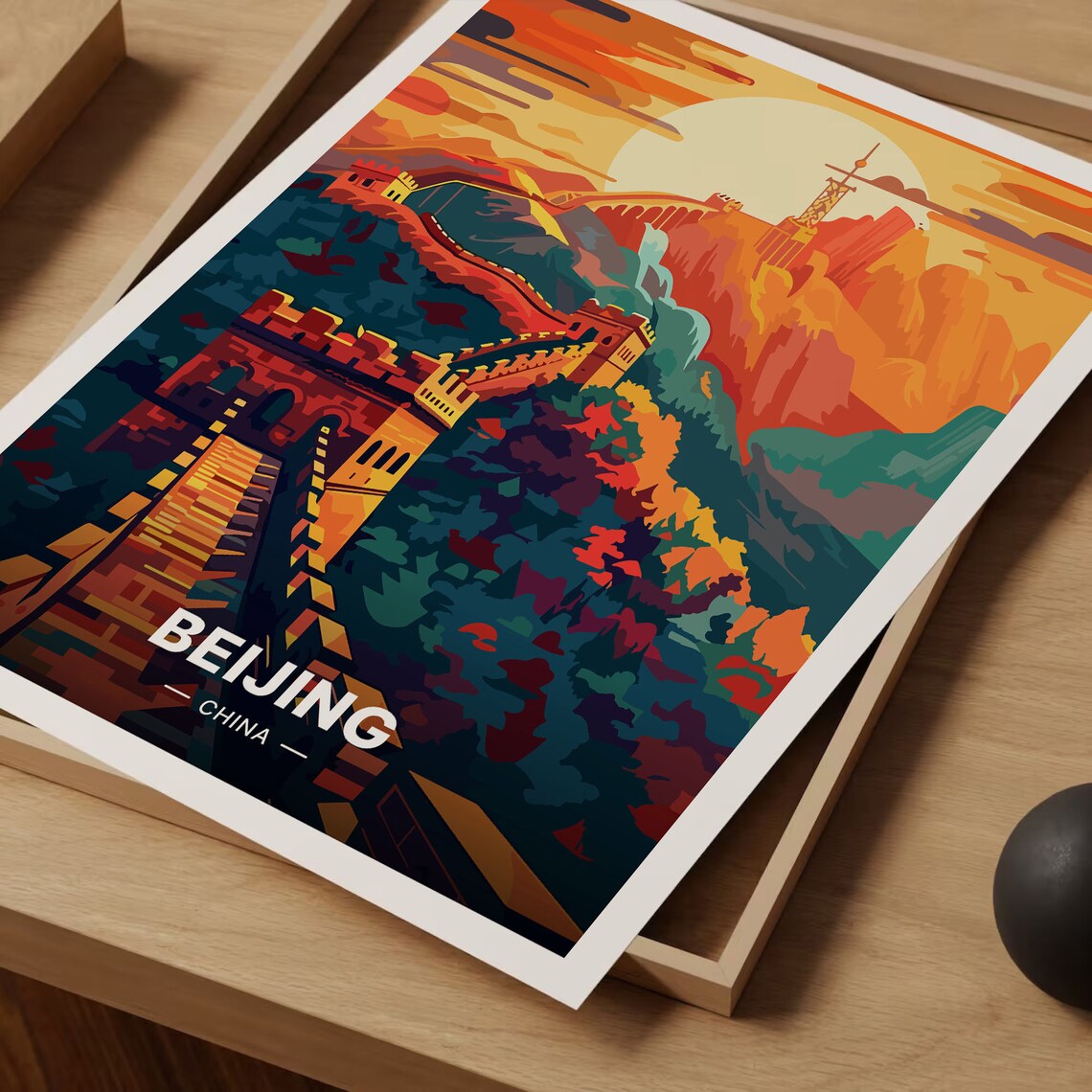 Beijing Retro Travel Poster, China Cityscape Art Print - Image 3