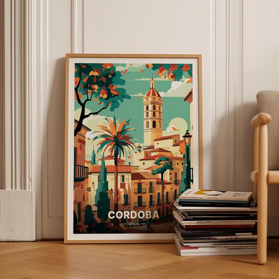 Cordoba Spain Old Town Bell Tower Palm Andalusian Street Poster