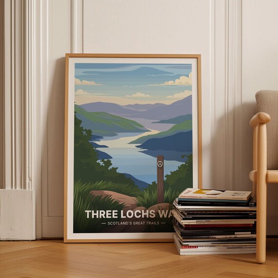Three Lochs Way Scotland Trail Loch View Hiking Adventure Poster