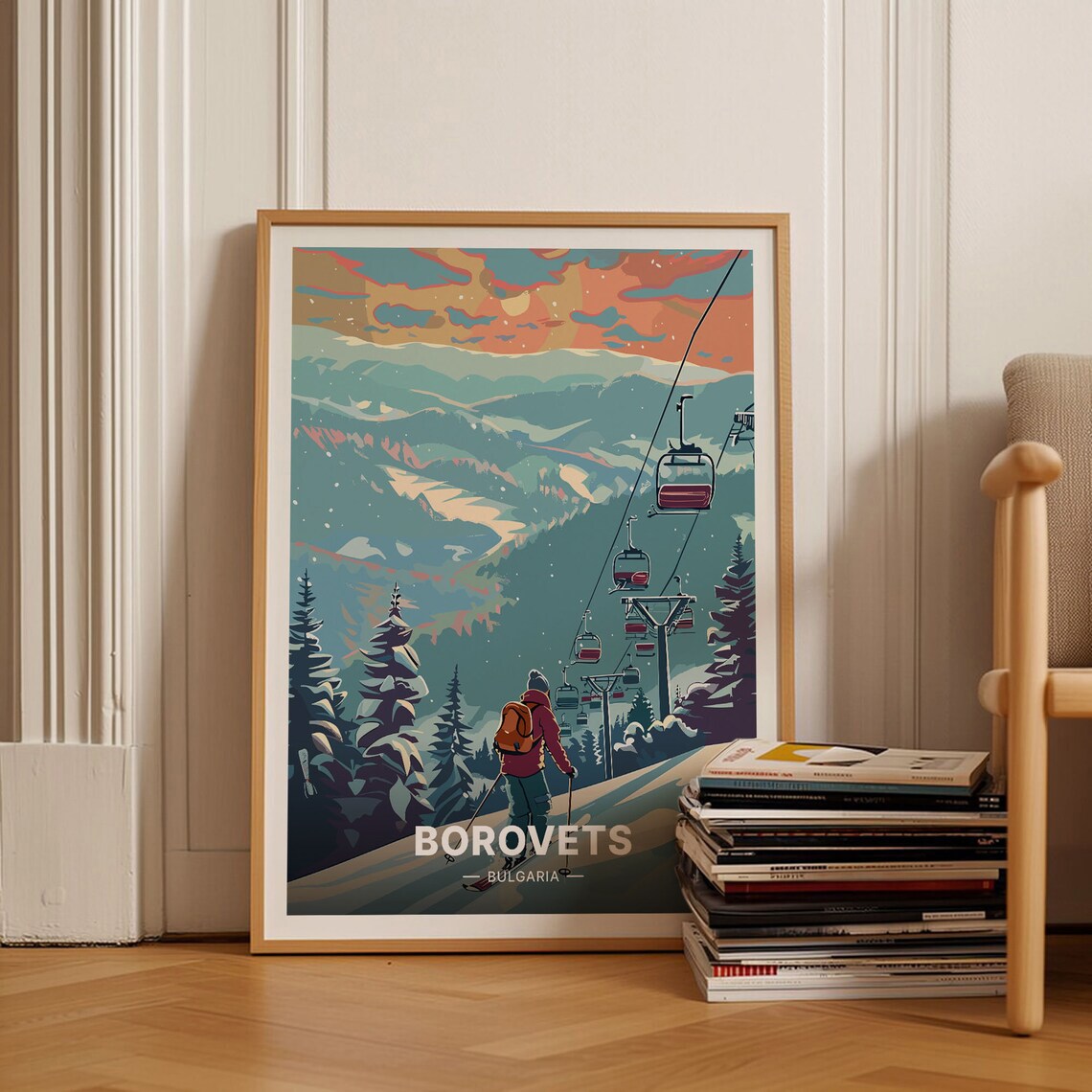 Borovets Ski Resort Vintage Travel Poster