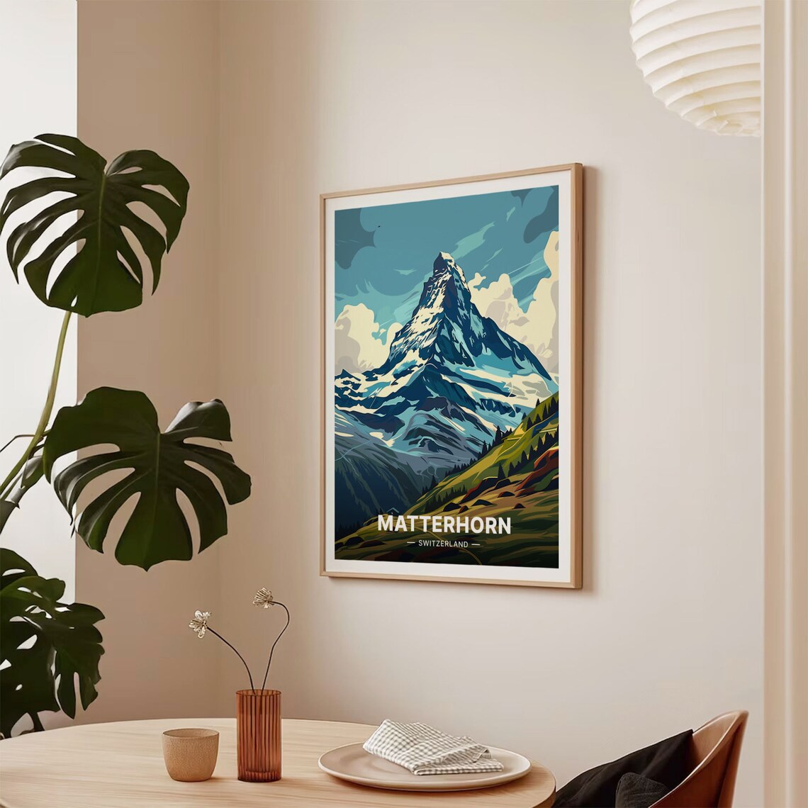 Matterhorn Switzerland Snowy Peak Alpine Valley Vintage Travel Poster - Image 2