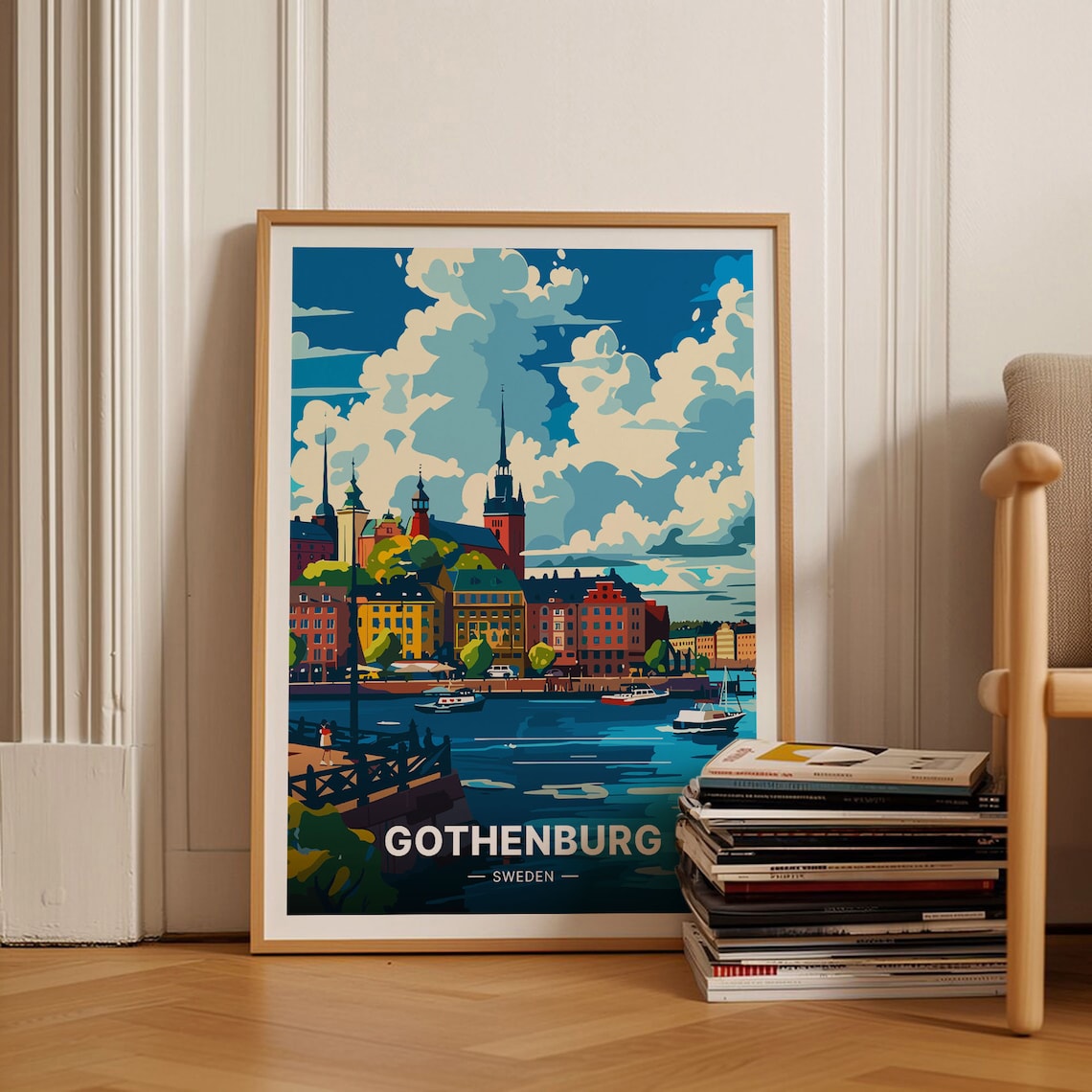 Gothenburg Sweden Waterfront Old Cityscape Nordic Travel Poster