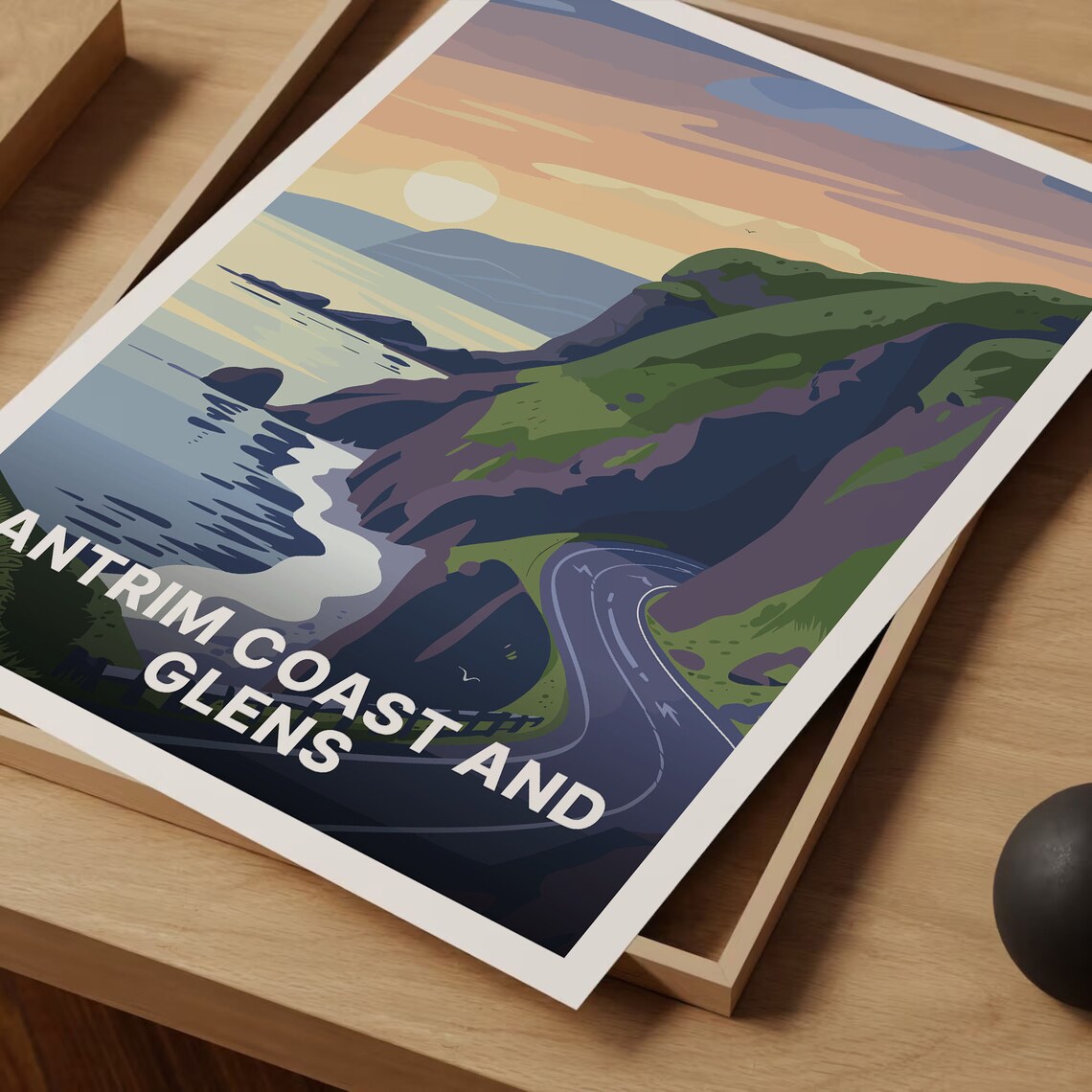 Antrim Coast And Glens Travel Poster Northern Ireland Cliff Road Art - Image 3