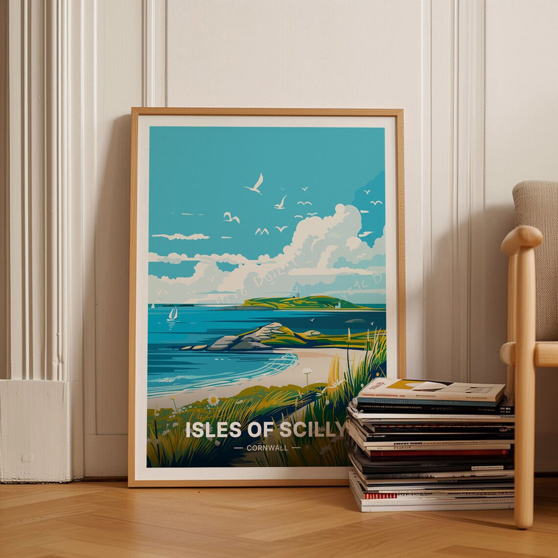 Isles of Scilly Cornwall Beach Islands Seabirds Scenic Travel Poster