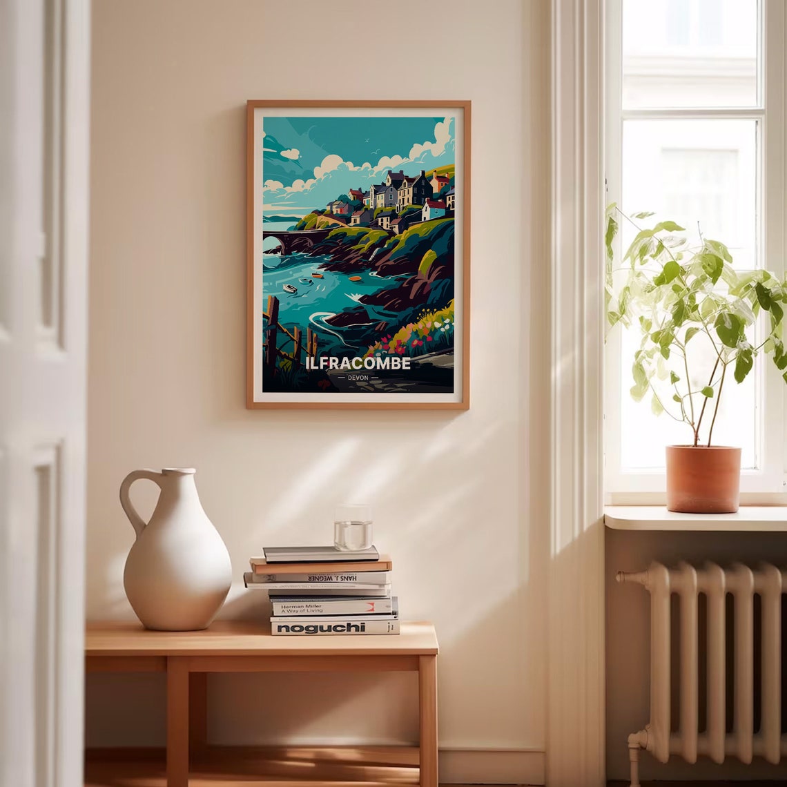 Ilfracombe Devon Harbor Village Cottages Boats Picturesque Cove Poster - Image 4