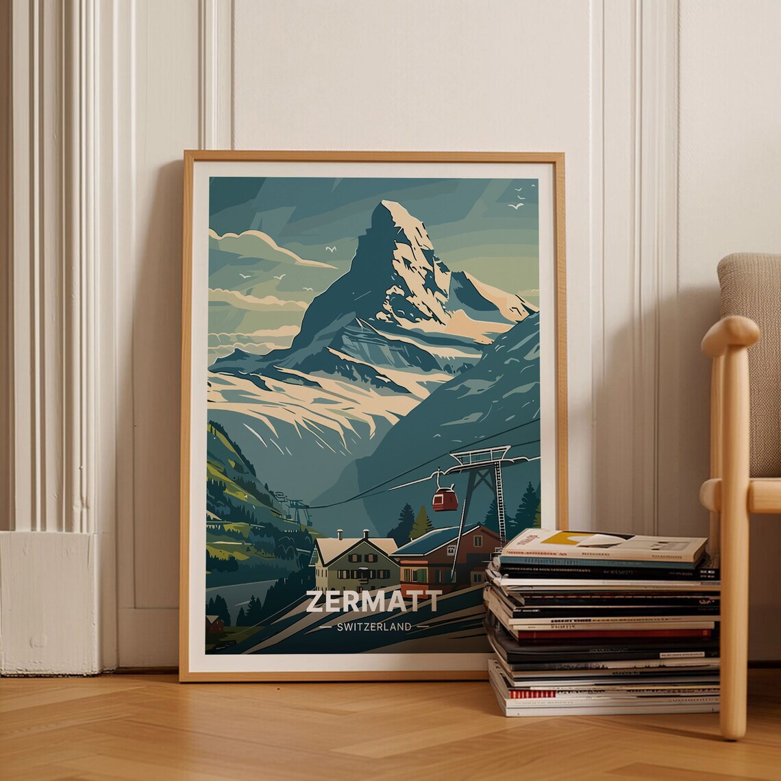 Swiss Alps Zermatt Travel Poster, Switzerland Landscape
