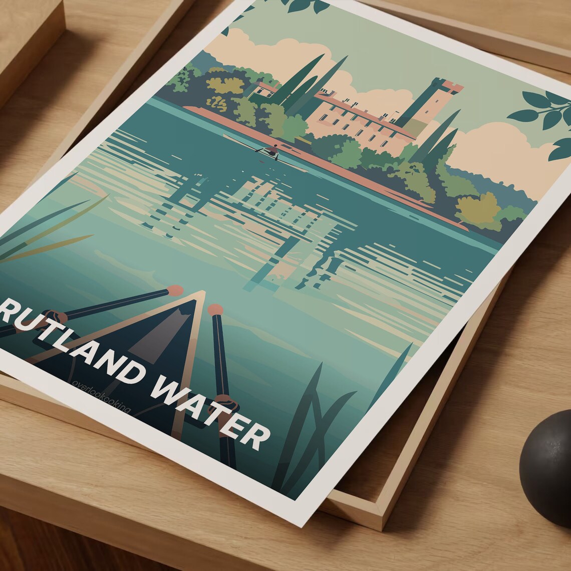 Rutland Water England Poster Reservoir Church Kayak Lake Art - Image 3