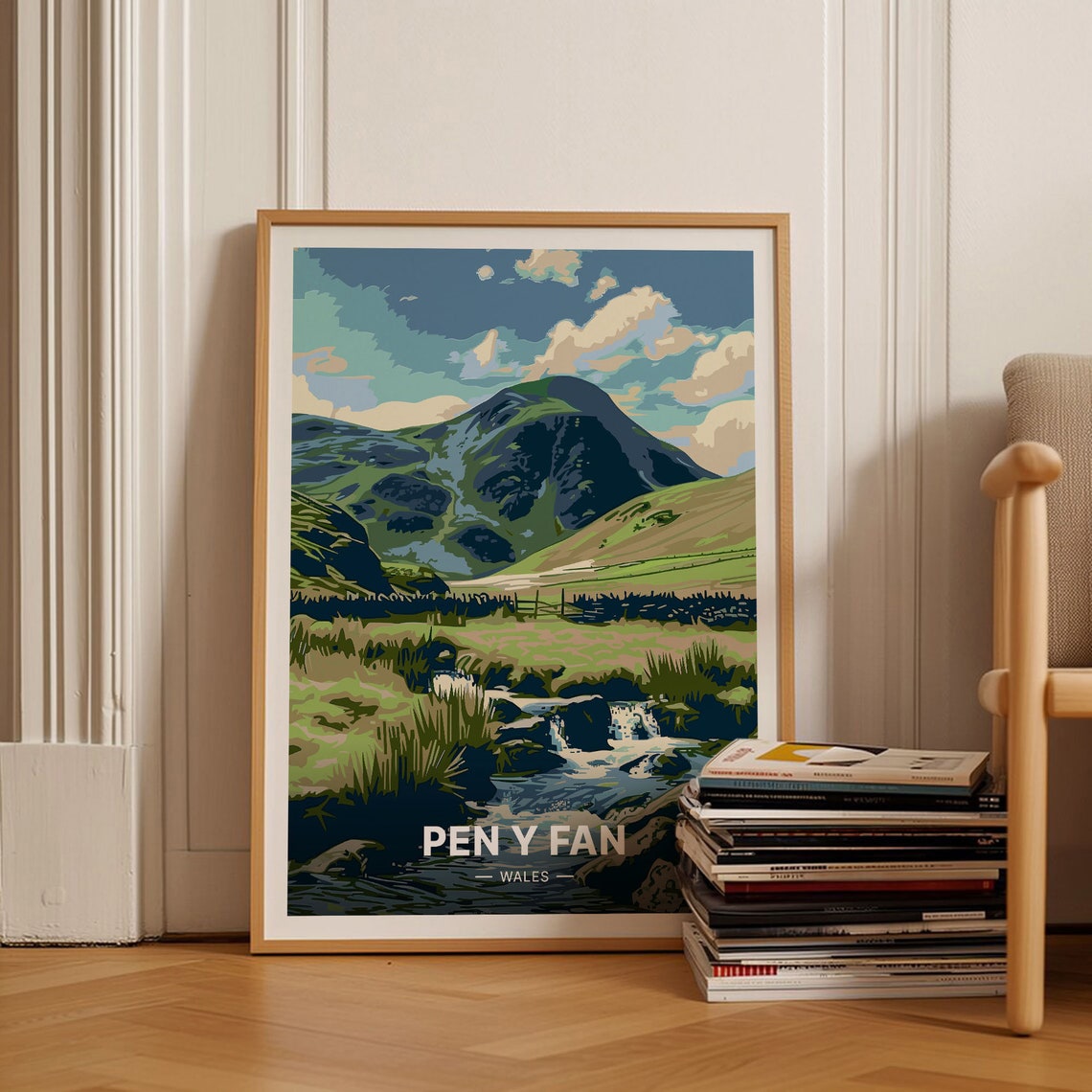 Pen Y Fan Wales Brecon Beacons Mountain Stream Valley Art Poster