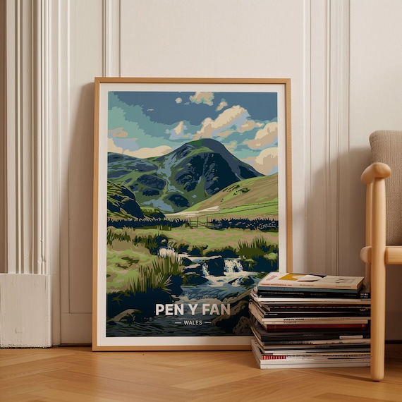 Pen Y Fan Wales Brecon Beacons Mountain Stream Valley Art Poster