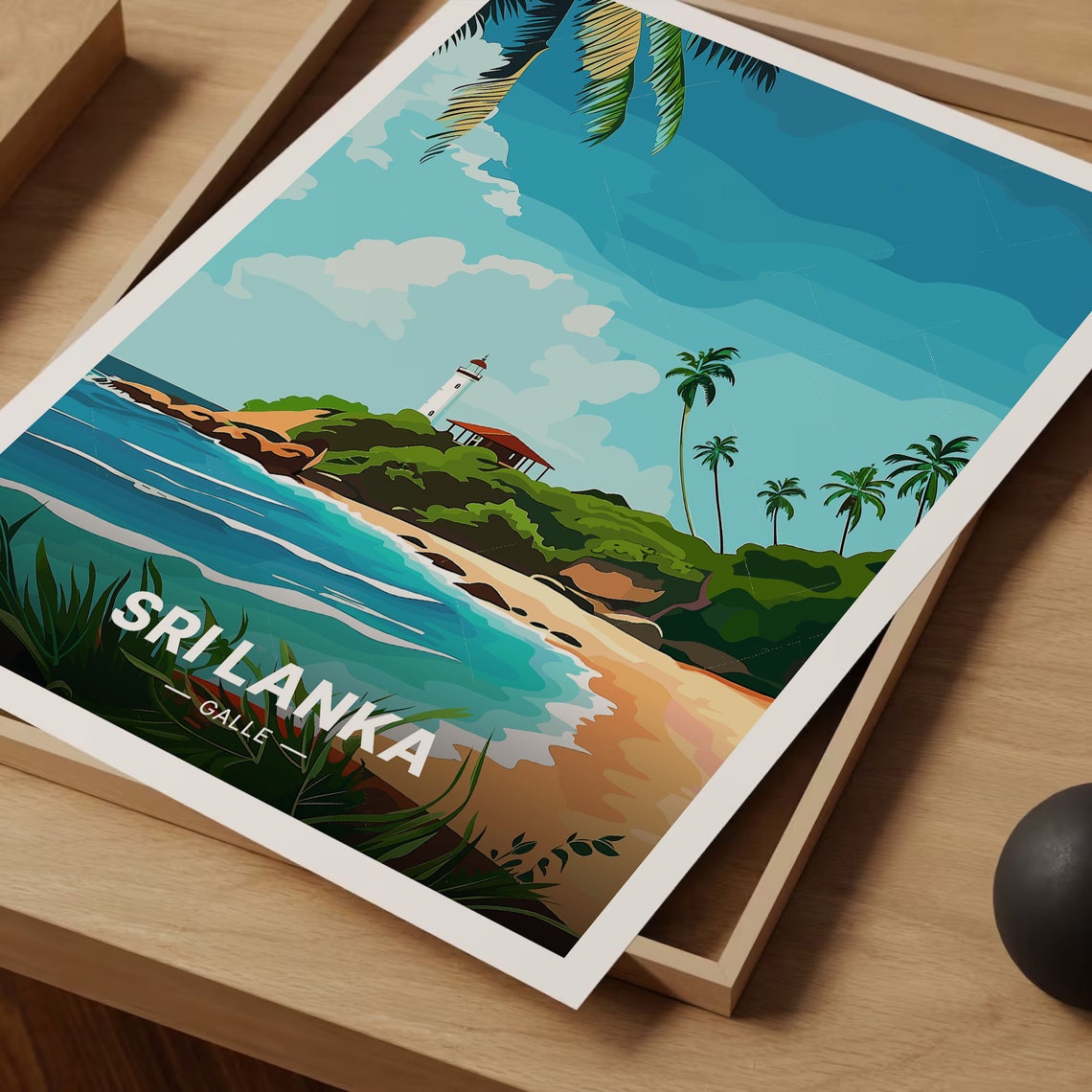 Sri Lanka Galle Lighthouse Vintage Tropical Coastal Travel Poster - Image 3