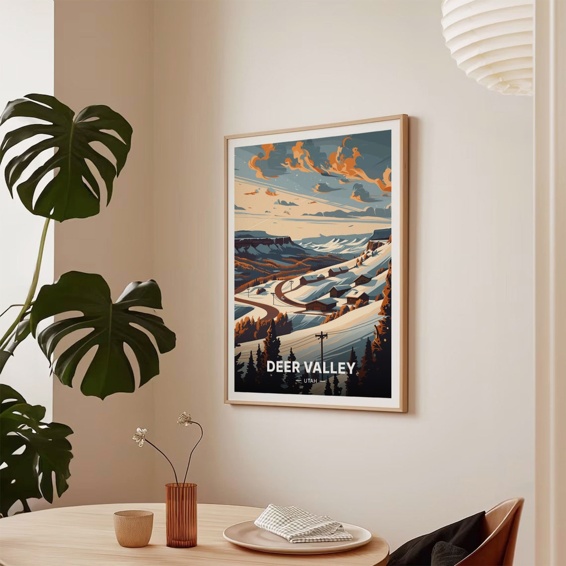 Deer Valley Utah Ski Resort Winter Slopes Evergreen Trees Poster - Image 2