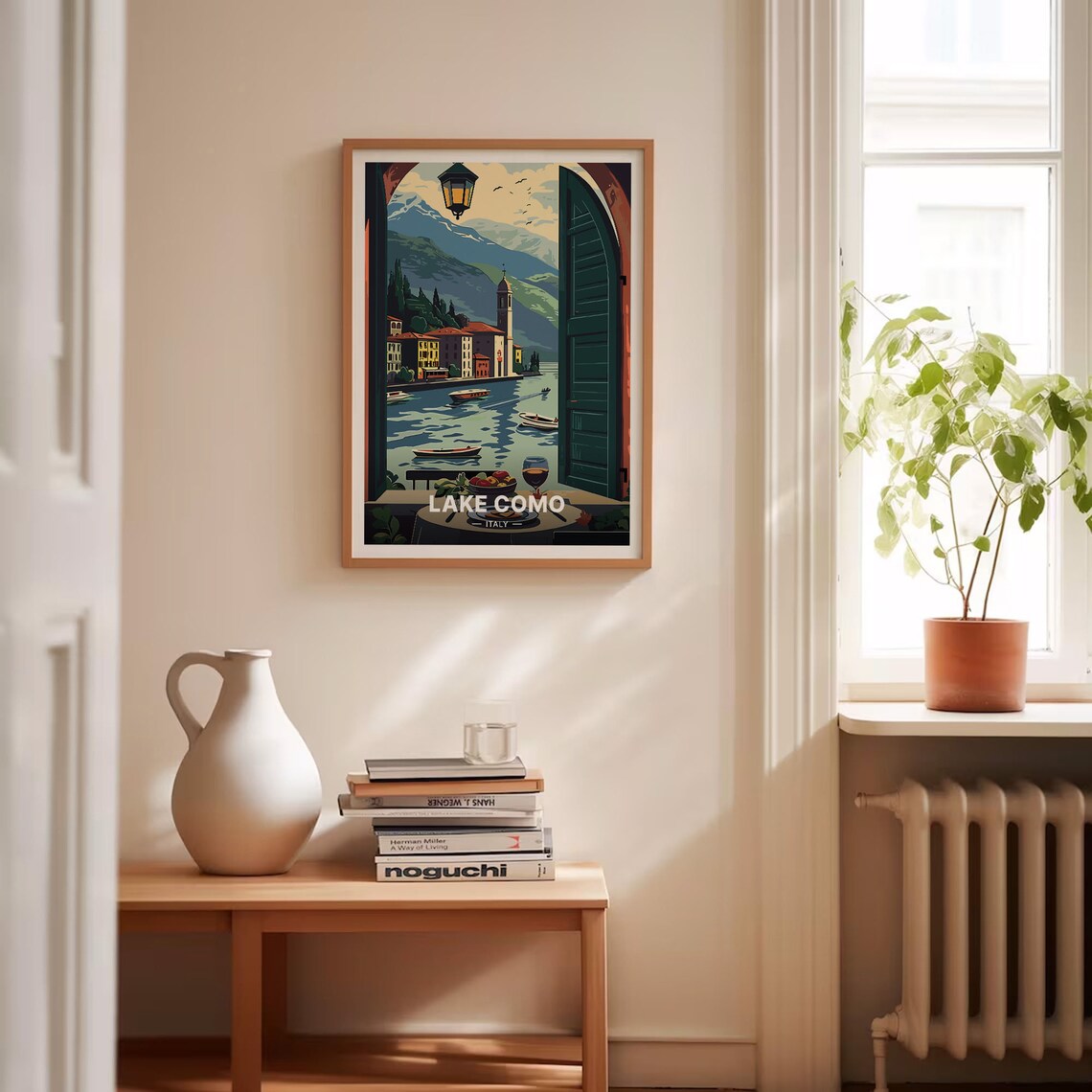 Lake Como Italy Window View Lakeside Town Boats Vintage Travel Poster - Image 4