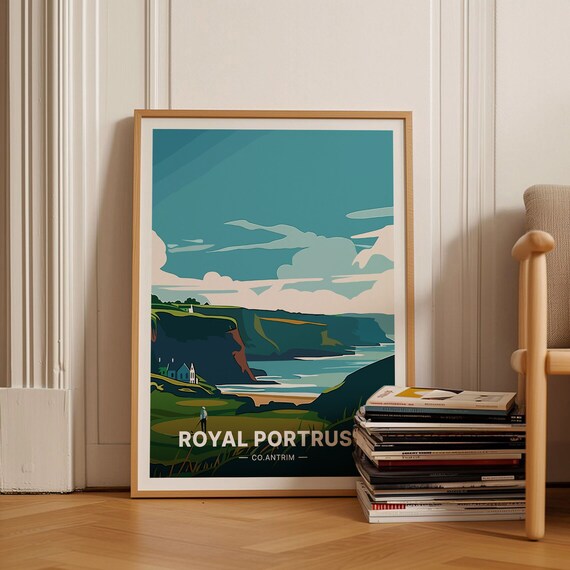 Royal Portrush Ireland Travel Poster Golf Course Art Wild Atlantic Way Northern Ireland Decor C20 1296