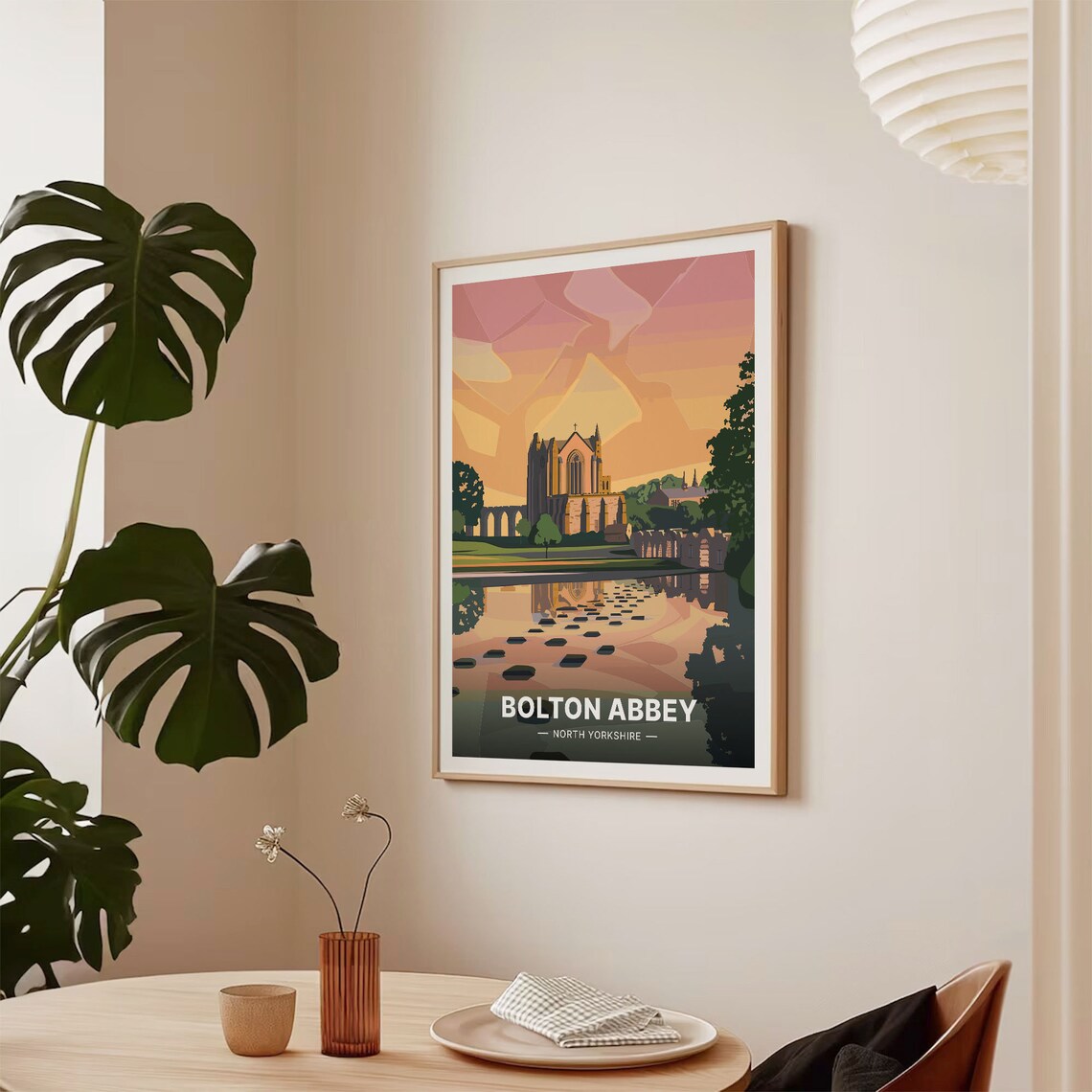 Bolton Abbey North Yorkshire Poster Historic Ruins River Reflection Art - Image 2