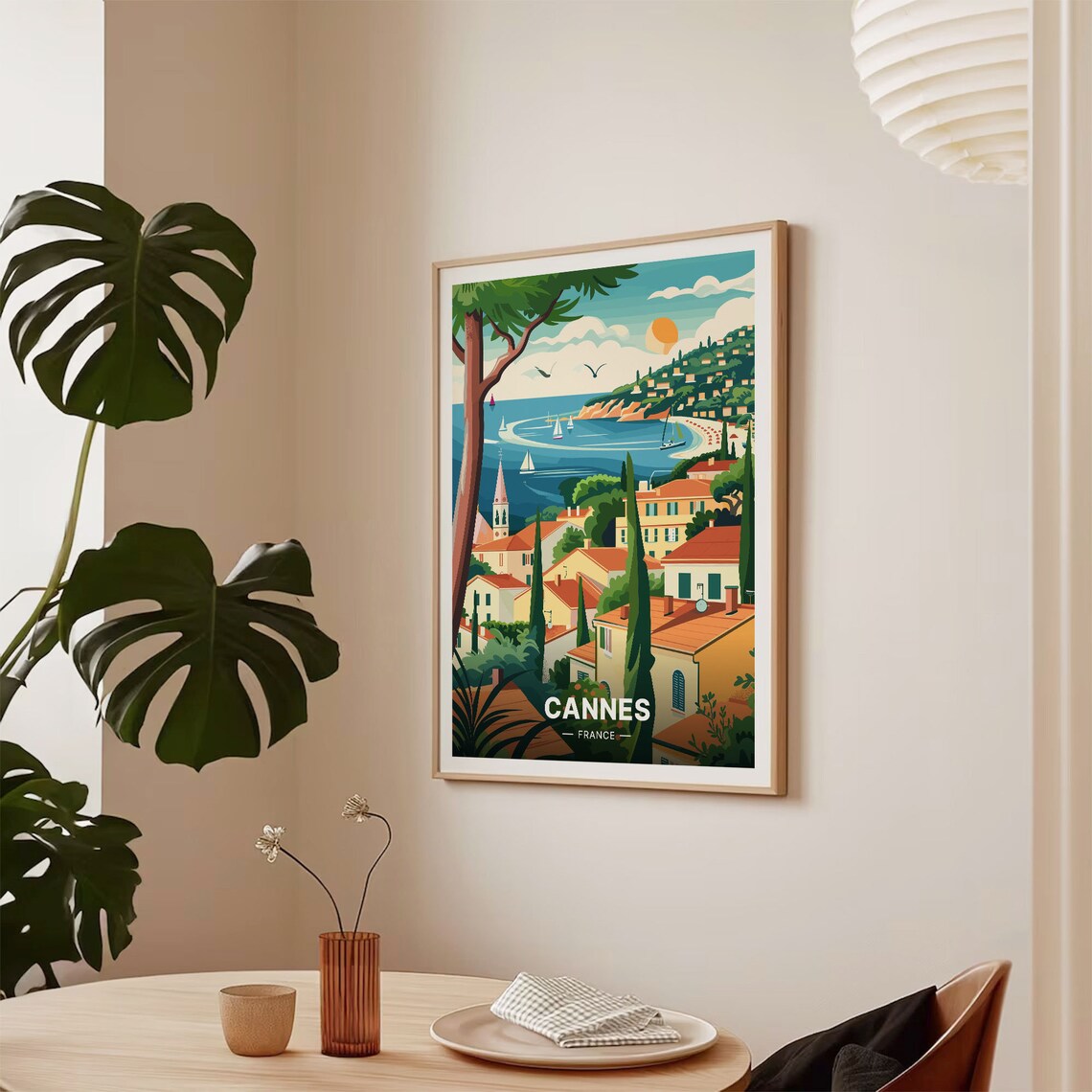 Cannes Mid-Century Modern Travel Poster, French Riviera - Image 2