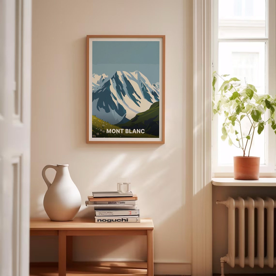 Mont Blanc Snow Capped Alpine Peaks Meadow Flowers Scene Poster - Image 4