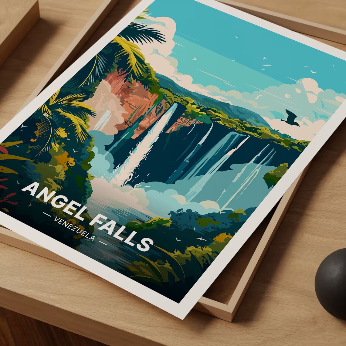 Angel Falls Venezuela Travel Poster Tropical Waterfall Jungle Art - Image 3